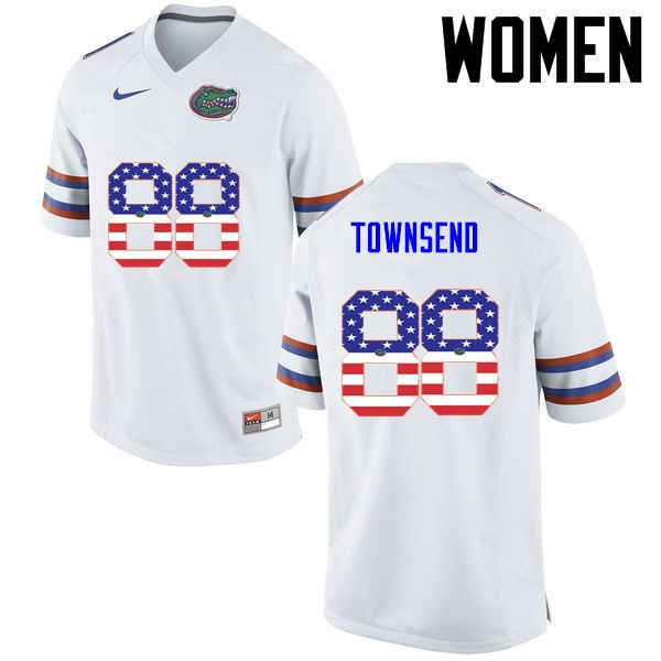 NCAA Florida Gators Tommy Townsend Women's #88 USA Flag Fashion Nike White Stitched Authentic College Football Jersey QDC1864JN